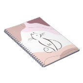 Minimalistisch zwart kat Boho Organic Shapes Monog Notitieboek (Rechterzijde)