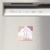 Minimalistisch zwart kat Organic Boho Shapes Monog Magneet (Insitu (Vaatwasser))