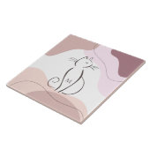 Minimalistisch zwart kat Organic Boho Shapes Monog Tegeltje (Zijkant)