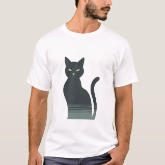Minimalistisch zwart kat retro esthetisch ontwerp t-shirt