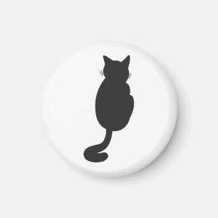 Minimalistisch zwart kat silhouet magneet