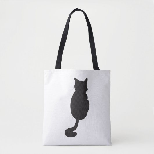 Minimalistisch zwart kat silhouet tote bag (Voorkant)