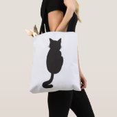 Minimalistisch zwart kat silhouet tote bag (Dichtbij)