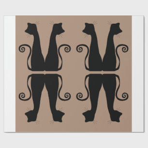 Minimalistisch zwart kattenpatroon inpakpapier