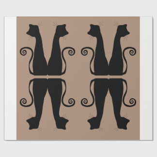Minimalistisch zwart kattenpatroon inpakpapier