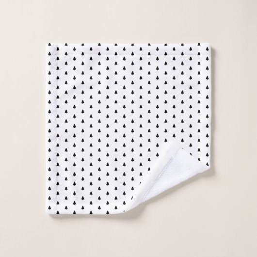 Minimalistisch zwart kerstboompatroon bad handdoek (Wasdoekje)