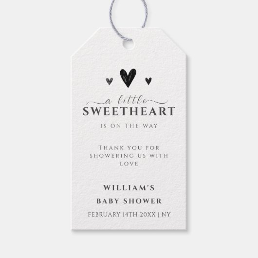Minimalistisch zwart klein lieverd Baby shower Cadeaulabel (Voorkant)