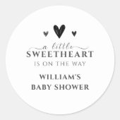 Minimalistisch zwart klein lieverd Baby shower Ronde Sticker (Voorkant)