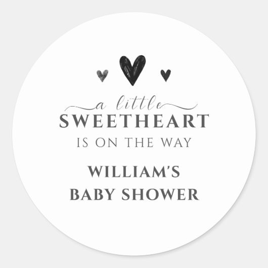 Minimalistisch zwart klein lieverd Baby shower Ronde Sticker (Voorkant)