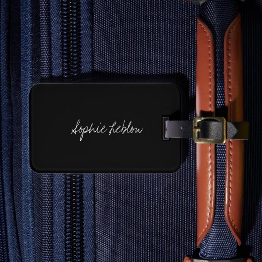 Minimalistisch zwart label met naam bagagelabel (Voorkant Insitu 4)