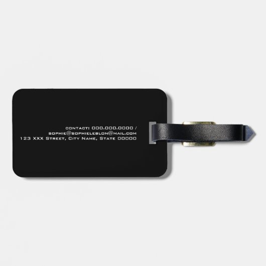 Minimalistisch zwart label met naam bagagelabel (Achterkant horizontaal)