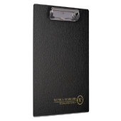 Minimalistisch zwart lederen tekst op maat monogra klembord (Rechts)