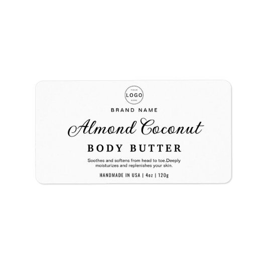 Minimalistisch zwart lichaam scrub cosmetische pot etiket (Voorkant)