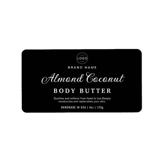 Minimalistisch zwart lichaam scrub cosmetische pot etiket (Voorkant)