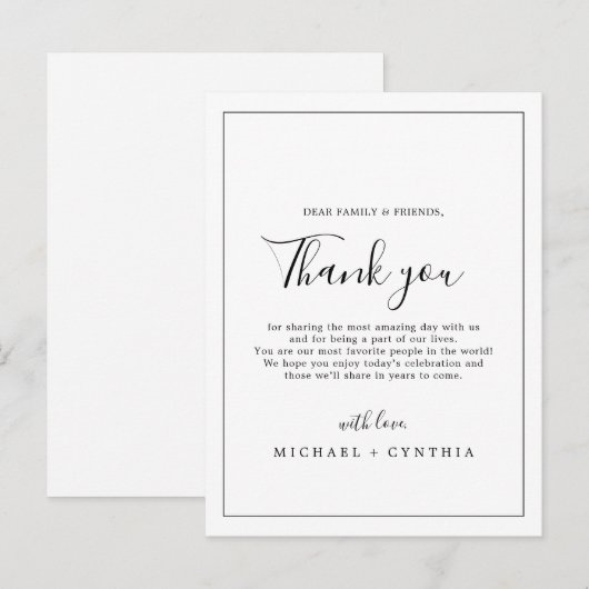 Minimalistisch zwart Lijst Dank u wel Kaart voor o (Voorkant / Achterkant)