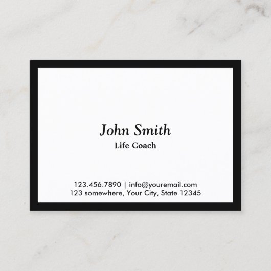 Minimalistisch zwart Lijst met levenscoach Visitekaartje (Voorkant)