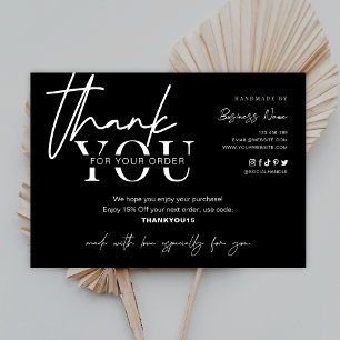 Minimalistisch zwart Logo Business-pakketinvoegen Bedankkaart