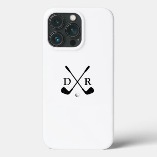 Minimalistisch zwart logo en monogram golfspeler Case-Mate iPhone case