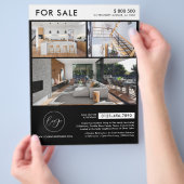 Minimalistisch zwart Logo foto's onroerend goed te Flyer (Hand)