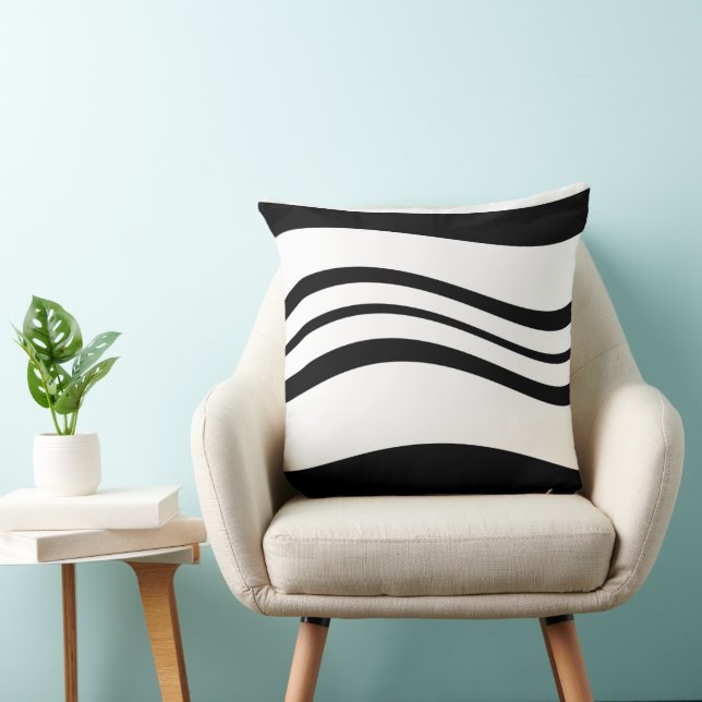 Minimalistisch zwart looppatroon wit kussen (Stoel)