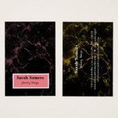 Minimalistisch zwart marmer Roos Gold Earning Visitekaartje (Voorkant /achterkant)