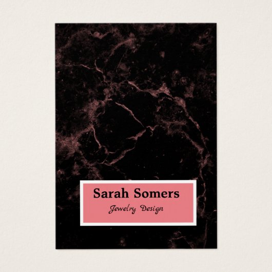 Minimalistisch zwart marmer Roos Gold Earning Visitekaartje (Voorkant)