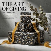 Minimalistisch zwart met goud & zilver glitter des cadeaupapier