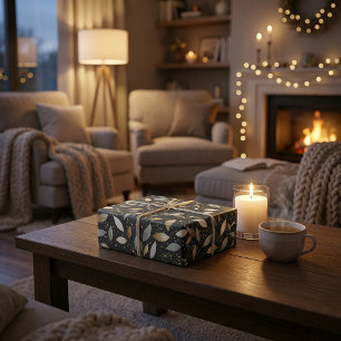 Minimalistisch zwart met goud & zilver glitter des cadeaupapier