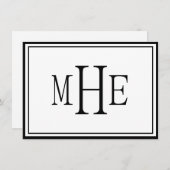 Minimalistisch zwart met monogram notitiekaartje (Voorkant / Achterkant)
