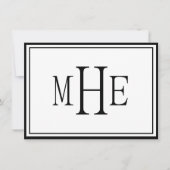 Minimalistisch zwart met monogram notitiekaartje (Voorkant)