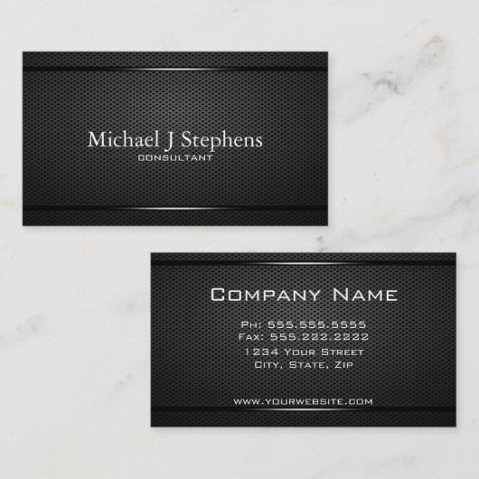 Minimalistisch zwart metaal uit Professional Visitekaartje (Voorkant / Achterkant)