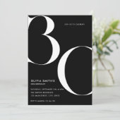 Minimalistisch zwart modern chique 30e verjaardag kaart (Staand voorkant)
