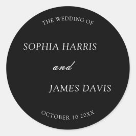 Minimalistisch Zwart Modern Elegant Bruiloft Ronde Sticker