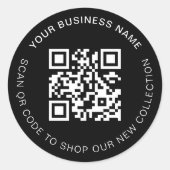 Minimalistisch Zwart Modern Scannable Business QR  Ronde Sticker (Voorkant)