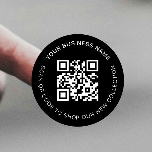 Minimalistisch Zwart Modern Scannable Business QR  Ronde Sticker