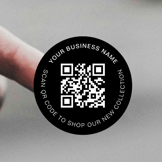 Minimalistisch Zwart Modern Scannable Business QR  Ronde Sticker