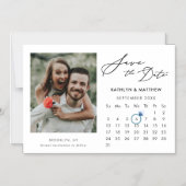 Minimalistisch zwart modern script foto bewaar de  magnetische uitnodiging (Voorkant)