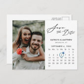 Minimalistisch Zwart Modern Script Foto De datum o Aankondigingskaart (Voorkant / Achterkant)