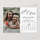 Minimalistisch Zwart Modern Script Foto De datum o Aankondigingskaart (Voorkant)