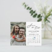 Minimalistisch Zwart Modern Script Foto De datum o Aankondigingskaart (Staand voorkant)