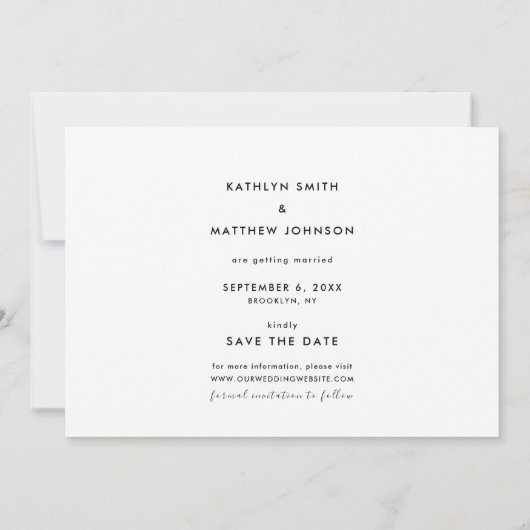 Minimalistisch Zwart Modern Script Fotokalender Save The Date (Achterkant)