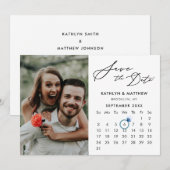Minimalistisch Zwart Modern Script Fotokalender Save The Date (Voorkant / Achterkant)