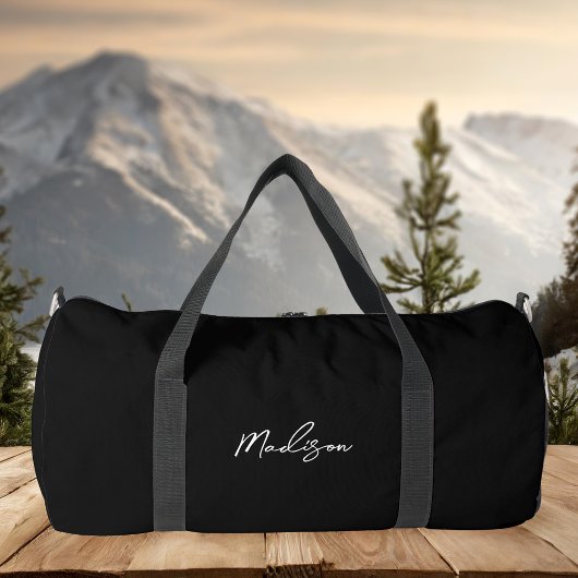 Minimalistisch Zwart Modern Script Monogram Plunjezak