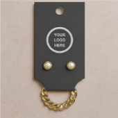 Minimalistisch zwart moderne sieraden oorbel displ visitekaartje