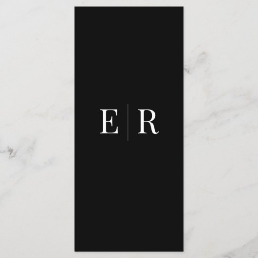 Minimalistisch zwart monogram bruiloft menu Kaart (Achterkant)