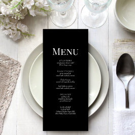 Minimalistisch zwart monogram bruiloft menu Kaart