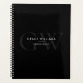 Minimalistisch zwart monogram Initialen Profession Planner (Voorkant)