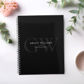 Minimalistisch zwart monogram Initialen Profession Planner