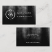 Minimalistisch zwart monogram logo visitekaartje (Voorkant / Achterkant)