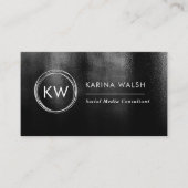 Minimalistisch zwart monogram logo visitekaartje (Voorkant)